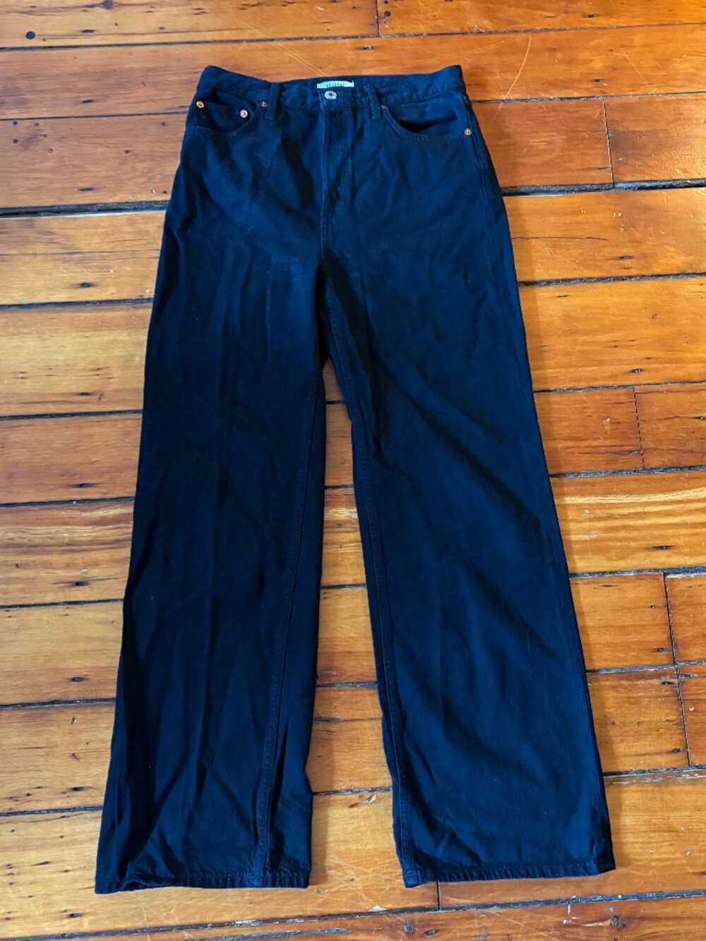 Re/Done 70s Ultra High Rise Wide Leg Jeans Black